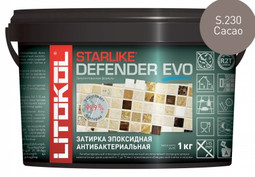 Затирка для плитки эпоксидная Litokol антибактериальная двухкомпонентная Starlike Defender Evo S.230 Cacao 1 кг 485700002