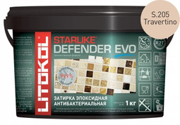 Затирка для плитки эпоксидная Litokol антибактериальная двухкомпонентная Starlike Defender Evo S.205 Travertino 1 кг 485650002