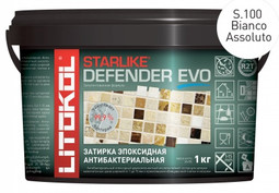 Затирка для плитки эпоксидная Litokol антибактериальная двухкомпонентная Starlike Defender Evo S.100 Bianco Assoluto 1 кг 485530002