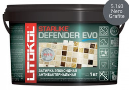 Затирка для плитки эпоксидная Litokol антибактериальная двухкомпонентная Starlike Defender Evo S.140 Nero Grafite 1 кг 485610002