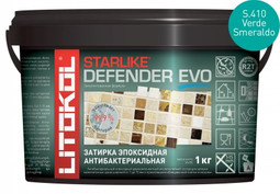 Затирка для плитки эпоксидная Litokol антибактериальная двухкомпонентная Starlike Defender Evo S.410 Verde Smeraldo 1 кг 485750002