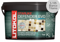 Затирка для плитки эпоксидная Litokol антибактериальная двухкомпонентная Starlike Defender Evo S.105 Bianco Titanio 1 кг 485550002