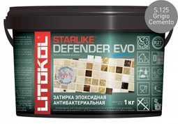 Затирка для плитки эпоксидная Litokol антибактериальная двухкомпонентная Starlike Defender Evo S.125 Grigio Cemento 1 кг 485590002