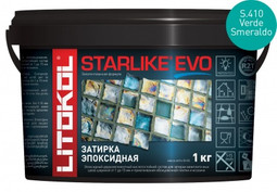 Затирка для плитки эпоксидная Litokol двухкомпонентный состав Starlike Evo S.410 Verde Smeraldo 5 кг 485380004