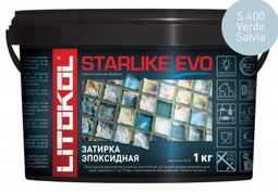 Затирка для плитки эпоксидная Litokol двухкомпонентный состав Starlike Evo S.400 Verde Salvia 5 кг 485370004