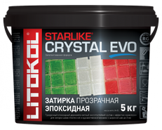 Эпоксидная затирка для всех типов стеклянной и художественной мозаики Litokol прозрачная двухкомпонентная Starlike Evo S.700 Crystal 5 кг 485460004