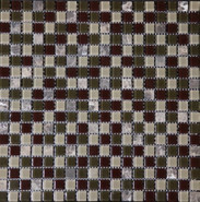 Мозаика GS4117 стекло+камень 30x30 см глянцевая чип 15x15 мм, бежевый, зеленый, коричневый, серый