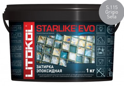 Затирка для плитки эпоксидная Litokol двухкомпонентный состав Starlike Evo S.115 Grigio Seta 5 кг 485150004
