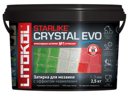 Эпоксидная затирка для всех типов стеклянной и художественной мозаики Litokol прозрачная двухкомпонентная Starlike Evo S.700 Crystal 2.5 кг 485460003