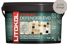 Затирка для плитки эпоксидная Litokol антибактериальная двухкомпонентная Starlike Defender Evo S.210 Greige 1 кг 485670002