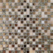Мозаика TA-100 стекло+камень+металл 30x30 см глянцевая чип 15x15 мм, бежевый, бронза, золотой