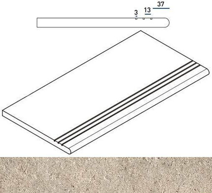 Ступень фронтальная Desert Gradino Round Grip 30x60 керамогранит