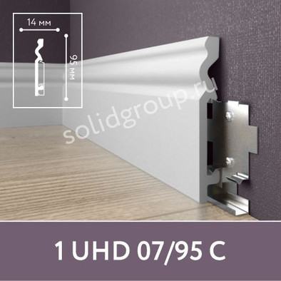 Solid Плинтус 1 UHD 07/95C, белый 14х95х2000 под покраску ударопрочный полистирол