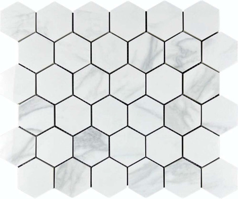 Мозаика Satuario Glacier 48 Hexagone mosaic 30.9х32.2 керамогранит Velsaa Mosaic полированная чип 48х48 мм, серый