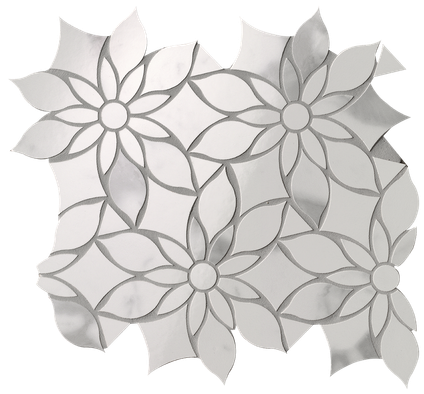 Мозаика Roma Gold Carrara Superiore Daisy Mosaico 29x31,9 керамика глянцевая, белый, серый 36985