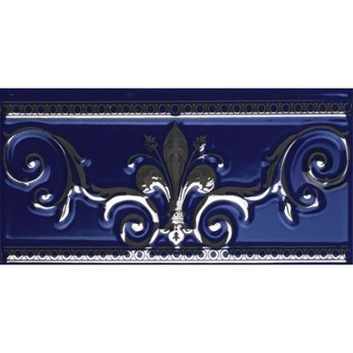 Бордюр Noblesse Cenefa Cobalto Silver 20x10 глянцевая