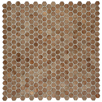 Мозаика Marble Mosaic Aluminium Hexagon Rose Gold алюминий 30х30 см чип 8х14 мм, золотой-oro-gold