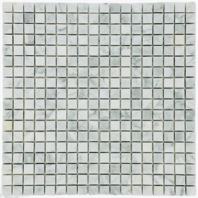 Мозаика Marble Mosaic Carrara Sivec Pol камень 30.5х30.5 см полированная чип 15х15 мм, серый, белый