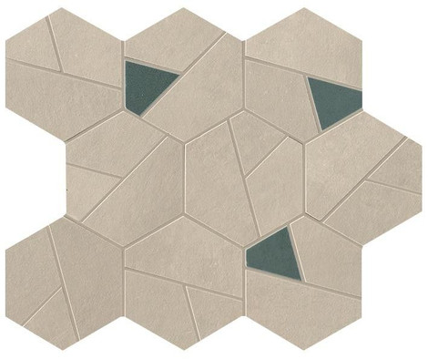 Мозаика Boost Pro Cream Mosaico Hex Blue керамогранитная 25x28.5
