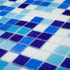 Мозаика Togama Combi 4 стекло 34х34 см глянцевая чип 25х25 мм, белый, голубой, синий