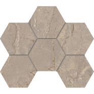 Мозаика BR02 Hexagon 25x28,5 полированная керамогранит, бежевый 67341