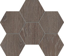 Мозаика KW03 Hexagon 25x28,5 cтруктурированная керамогранит Estima Kraft Wood, коричневый 70623
