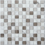 Мозаика KP-745 мрамор 29.8х29.8 см полированная чип 23х23 мм, белый, коричневый, серый