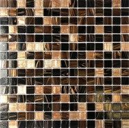 Мозаика из стекла PIX114, чип 20x20 мм, сетка 316х316х4 мм глянцевая, бежевый, коричневый, черный