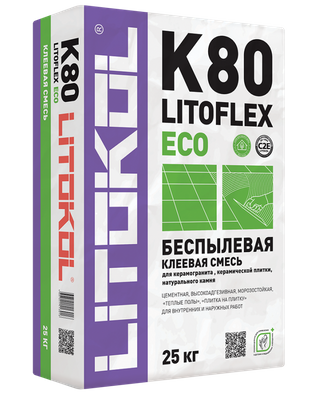 Litoflex K80 Eco, серый, 25 кг клей для керамогранита