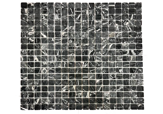 Мозаика Nero Marquina Tum 30.5х30.5 см камень Orro Mosaic Orro Stone матовая чип 15х15 мм, nero, черный