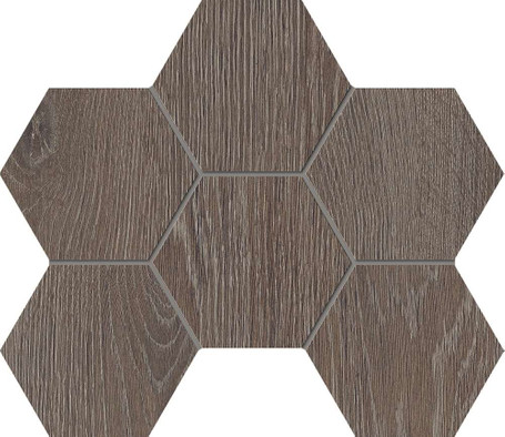 Мозаика KW03 Hexagon 25x28,5 cтруктурированная керамогранит Estima Kraft Wood, коричневый 70623