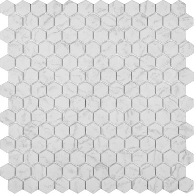 Мозаика AGHG23-WHITE стекло 29.3х29.7 см матовая чип 23х26 мм, белый