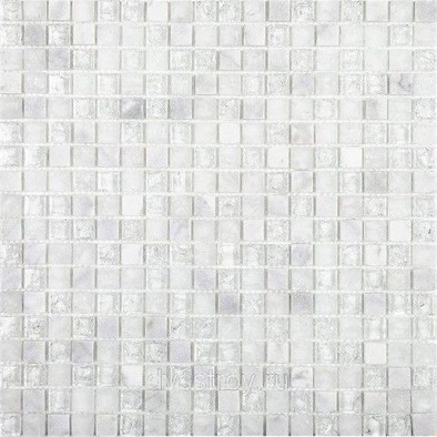 Мозаика BL8101 стекло 30x30 см глянцевая чип 15х15 мм, белый