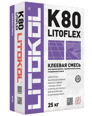 Litoflex K80 Премиум серый, 25 кг клей для керамогранита