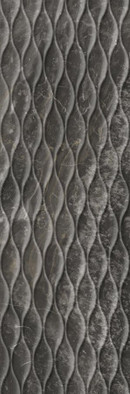 Настенная плитка R90 Grill Black 30x90 глянцевая, рельефная керамическая