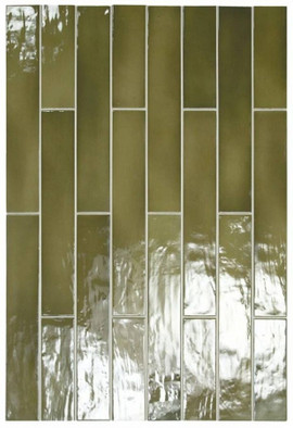 Настенная плитка Manacor Basil Green 6.5x40 глянцевая керамическая