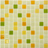 Мозаика S-461 стекло 30х30 см глянцевая чип 25х25 мм, белый, желтый, зеленый
