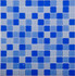 Мозаика J-347 стекло 31.8х31.8 см глянцевая чип 25х25 мм, белый, голубой, синий