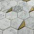 Мозаика Marble Mosaic Hexagon Carrara Gold Pol камень 29.8х30.5 см полированная чип 48х48 мм, серый, белый
