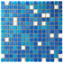 Мозаика стеклянная Aquaviva Cuba Dark 32.7х32.7 см матовая чип 20х20 мм, белый, голубой 023331