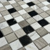 Мозаика Marble Mosaic Mix stone 4 Pol камень 30х30 см полированная чип 23х23 мм, черный, серый, белый