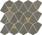 Мозаика Метрополис Аркадиа Вертекс керамогранит 25.8х30 см матовая серый 600110000946