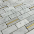 Мозаика Marble Mosaic Princess Pol камень 27.5х30 см полированная чип 23х48 мм, белый, золотой, серый