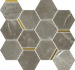 Мозаика Stellaris Tuscania Grey Mosaico Chic керамогранит 28.3х32.8 см Italon матовая, золотой-oro-gold, серый 620110000225