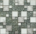 Мозаика MS-620 стекло+металл 30х30 см глянцевая чип 23х23, 48х48 мм, белый, серый