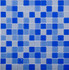 Мозаика J-347 стекло 30х30 см глянцевая чип 25х25 мм, белый, голубой, синий