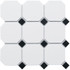 Мозаика Керамическая Octagon big White/Black Matt (CLA006) 300х300х6