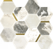 Мозаика Stellaris Dover Light Mosaico Chic керамогранит 28.3х32.8 см Italon матовая, белый, золотой-oro-gold, серый 620110000227