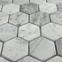 Мозаика Marble Mosaic Hexagon Carrara Bianco Pol камень 29.8х30.5 см полированная чип 48х48 мм, серый, белый