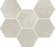 Мозаика Expo White Mosaico Hexagon 25x29 керамогранит матовая, бежевый 620110000172